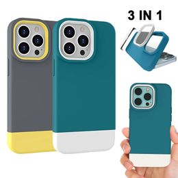 Shockproof Silicone Bumper Phone Cases For iPhone 14 13 12 11 Pro Max XR XS Max 8 7 Plus 14 Camera Protection 3 in 1 Armour Cover