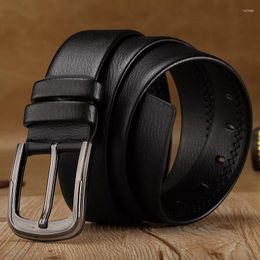 Belts Jeans Belt Faux Leather For Men Pin Buckle Adult Casual Black Brown 3.5cm Wide Girdle High Quality 2023 KZR001
