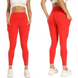 Active Pants Sexy High Rise Fitness YOGA Leggings Woman Sport Side Pockets Club Gym Jogging Wear Solid Seamless Bodyshaping Cloth