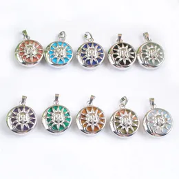 YOWOST New Fashion Sun Moon Pendant Natural Amethyst Tigers Eye Rose Quartz Stones Round Choice Healing Balance Jewellery BN513