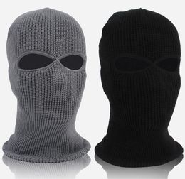 Fashion Ski mask Two Hole Balaclava Knit Skiing Balaclava masks 2 Holes Blank Winter Warm full Face Cover beanies hat