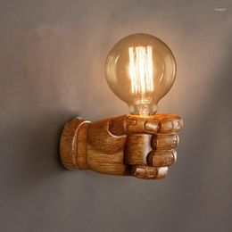 Pendant Lamps Nordic Loft Style Creative Resin Fist Wall Sconce Industrial Vintage Light For Home Antique Led Lamp Indoor Lighting