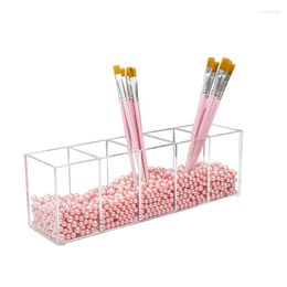 Storage Boxes Acrylic Makeup Brushes Organizer Box Container Clear Cosmetic 5 Slot