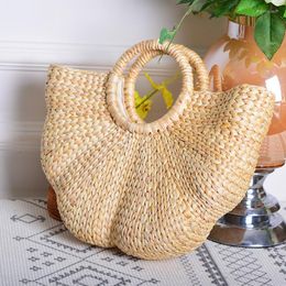 Storage Bags Ins Handmade High-value Po Artefact Necessaire Bag Straw Wave Moon Cosmetic For Women