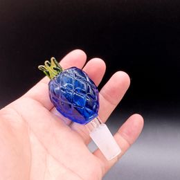 Mini Glass Bowl Male Joint Handle Beautiful Sliding Blue Pineapple Shaped Bowl Piece Pipe Bowl Smoking Accessories for Water Pipe Water Pipe