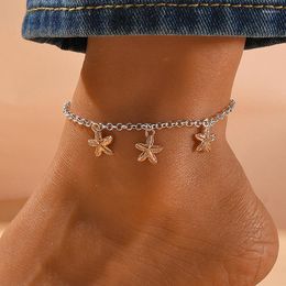 Anklets Bohemian Starfish Beads Stone For Women Silver Colour Chain Bracelet On Leg Beach Ankle Jewellery Gifts