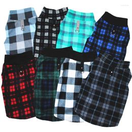 Dog Apparel Warm Fleece Pet Clothes Autumn Winter Thickened Vest Coat Small Medium Dogs T-shirt Costume Plaid Jacket With Traction Ring