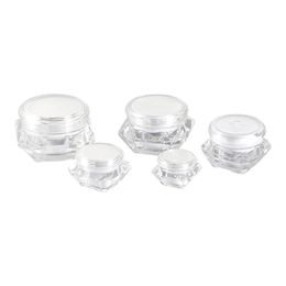 5g 10g 15g 20g 30g Plastic Packaging Bottle Clear Diamond Acrylic Facial Cream Jars Empty Skincare Eye Cream Boxes Round Treansparent Screw Lid Cosmetic Sample Pots