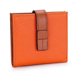 Wallets 2023 Leather Wallet Short Women's Ultra Thin Simple Small With Color Contrast Multi Card Cow
