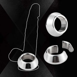 Beauty Items Stainless Steel Penis Rings Cock Ring Heavy Duty Weight Male Metal Ball Stretcher Scrotum Delay Ejaculation BDSM sexy Toy For Men