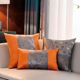 Pillow Light Luxury Simplicity Covers High-grade Orange Blue Golden Jacquard Waist Pillowcases Chinese Style