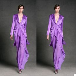 Purple Mother Of The Bride Suits Women Custom Made Loose Pants Evening Party Formal Birthday Work Wear 2 Pieces