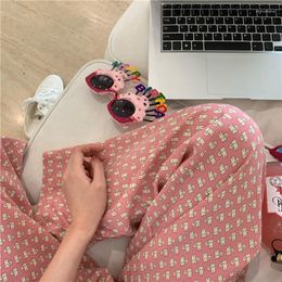 Women's Sleepwear QWEEK Anime Sleep Bottoms Home Pants Cute Cartoon Print Trousers Women's Pyjamas Summer 2023 Large Size Pijama