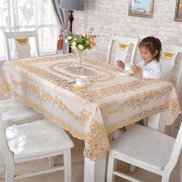 Carpets High-end PVC Stamping Table Mats Waterproof And Oil-free Disposable European Tablecloth Rectangular Non-slip Insulation Mat