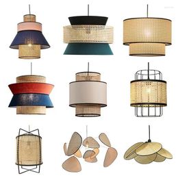 Pendant Lamps Japanese Style Bamboo Chandelier Attic Retro Cap Living Room Tea Restaurant Decorative Ceiling