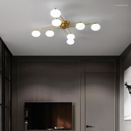Chandeliers Nordic Led Ceiling Chandelier Lighting For Living Room Bedroom Kitchen Lobby Golden Copper Suspension Lamp Indoor Fixtures
