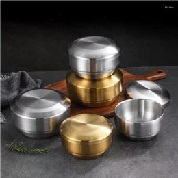 Bowls 304 Korean Stainless Steel Double Rice Bowl With Lid Soup Steamed Anti-Scalding Child Small NJ72117