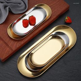 Plates Stainless Steel Dessert Plate Nordic Style Gold Silver Dining For Towel Fruit Cake Snack Steak Metal Dinner Tray
