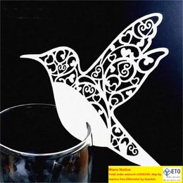 50pcslot Colorful Decorative Humming Birds Wedding Table Name Place Cards Wine Glass Party Decoration Wishing Card