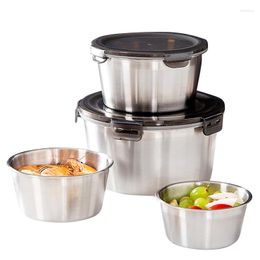Dinnerware Sets Stainless Steel Lunch Box Round Bento Storage Container With Sealed Lid Refrigerator Crisper Microwave