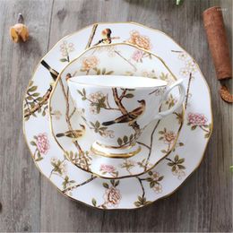 Plates Coffee Ceramic Cup Magpie Tableware Grade Bone China 8inch Steak Plate Afternoon Tray Wavy Golden Edge Dinnner Tool