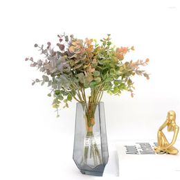 Decorative Flowers 5pcs/set Artificial Plant Eucalyptus Leaves Money Leaf Small Bunch Holding Home Wedding Decoration