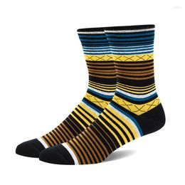 Men's Socks Winter Warm Retro Crew For Men Casual Cotton National Style Thick Male Colourful Striped Over Ankle Sock 5 Pair Pack