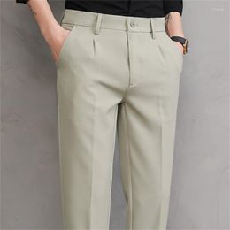 Men's Suits Thin 2023 Summer Suit Pants Korea Style Clothing Regular Fit Business Brown White Dress Trousers For Men