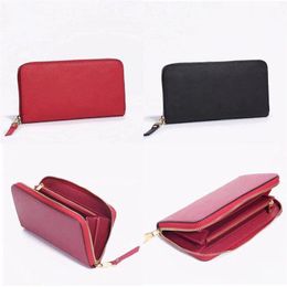 Top quality original leather designer wallet for women fashion leather long purse money bag zipper pouch coin pocket note designer316w