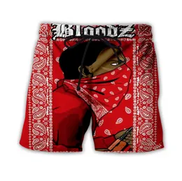 Hip Hop Sportwear Punk Casual Loose Track Pants Autumn Men Cool Print Blood Gang Bandana 3d Shorts 008