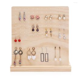 Jewellery Pouches Rustic Display Organiser Solid Wood Earrings Stand Holder For Ear Stud Necklace Rack