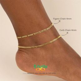 Anklets Chunky Figaro Chain For Women Punk Stainless Steel Cuban Curb Link Ankle Leg Bracelet Foot Jewellery Tobilleras Mujer Gift