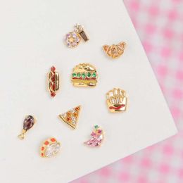 Stud Earrings Y2K Ins Lovely Food Hamburg French Fries Pizza Zircon Earring For Women Cute Delicious Jewelry Gift