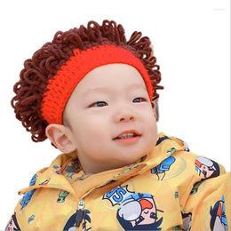 Berets Funny Wig Baby Knit Splicing Personality Keep Warm Beanie Boy Girl Fashion Elasticity Winter Hat Children