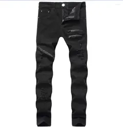 Men's Jeans IN Hole Destruction Trousers Distressed Men Denim Fashion Designer Brand White Jean Male