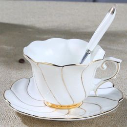 Cups Saucers Creative Manual Painting Golden Bone China Coffee Cup European Style Tea Set Ceramic Afternoon Black