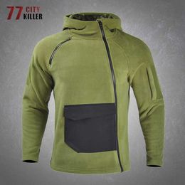 Outdoor Jackets Hoodies New Tactical Fleece Hooded Jackets Mens Outdoor Warm Breathable Casual Loose Hiking Camping Zippers Hoodies Coats Male Clothes 0104