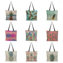 Storage Bags Personalised Pineapple Pattern Tote For Women Eco Linen Reusable Shopping Travel Beach Bag