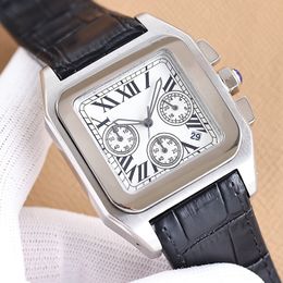 Uhr Herrenuhr Quarzwerk Uhren Design Saphir Lederarmband Wasserdicht 51MM Mode Armbanduhr