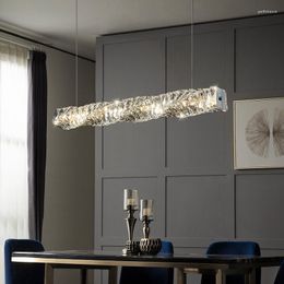 Chandeliers Postmodern LED Crystal Rectangle Chandelier Lighting Lustre Suspension Luminaire Lampen For Dinning Room