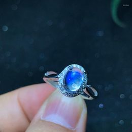 Cluster Rings Elegant Women Ring Moonstone Gemstone 925 Silver Fine Jewelry Natural Gem Moonlight Birthstone Birthday Party Date Gift