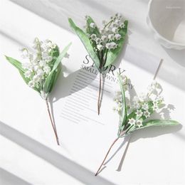 Decorative Flowers Beautiful Pure White Bell Orchid Plastic Artificial Arrangement Supplies Home Decor Fake Plants Party Gifts