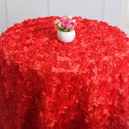 Table Cloth 120cm Round 3D Rose Fabric Tablecloth Cover Wedding Party Anniversary Celebration Banquet Decor Home El Decoration