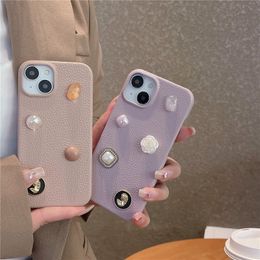 Jewellery Phone Cases for iPhone 14 13 12 11 Pro Max Slim Vintage Lychee Grain Leather Back Cover Shockproof