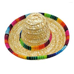 Dog Apparel Sombrero Cat Sun Hat Mini Pet Dogs Straw Beach Party Hats Mexican Hawaii Style For Funny Accessories