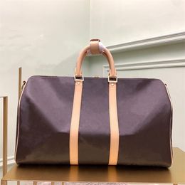 Unisex Women Men 3 Sizes 45 50 55cm Classic Extra Large Travel Bag Coated Canvas with Flower Print and Check Fashion Duffle Should264p