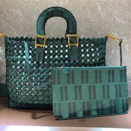 Handbag Purse Tote Bags Shoulder Bag Fashion Classic Full Letter Weave Crochet Hollow Out Patchwork Color High Quality Shippi234m