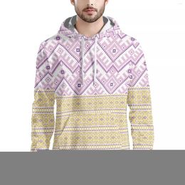 Men's Casual Shirts White Print Fashion Tribal Style Polynesian Hoodie Sweatshirt Long Sleeve Slim Men's Fall/Winter