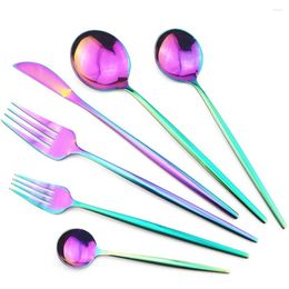 Flatware Sets 4set 24pcs Colourful Tableware Set Kitchen Dinnerware 18/10 Stainless Steel Cutlery Knife Dessert Fork Spoon Dinner