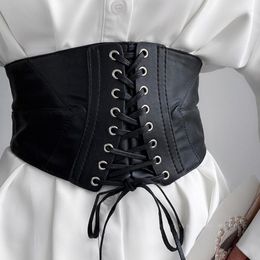 Belts Gothic Girls Female Waist Corset Wide Faux-leather Belt Women Fashion Slimming Waistband Elastic Corsets Y08E